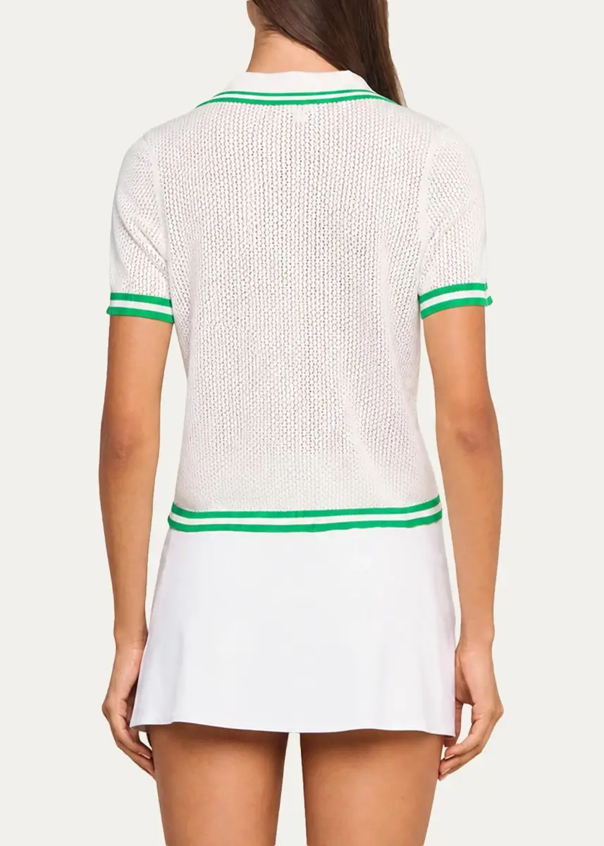 L'Agence Calvin Striped-Trim Polo Shirt | Thumbnail 3 L'Agence Calvin Striped-Trim Polo Shirt | Thumbnail 3