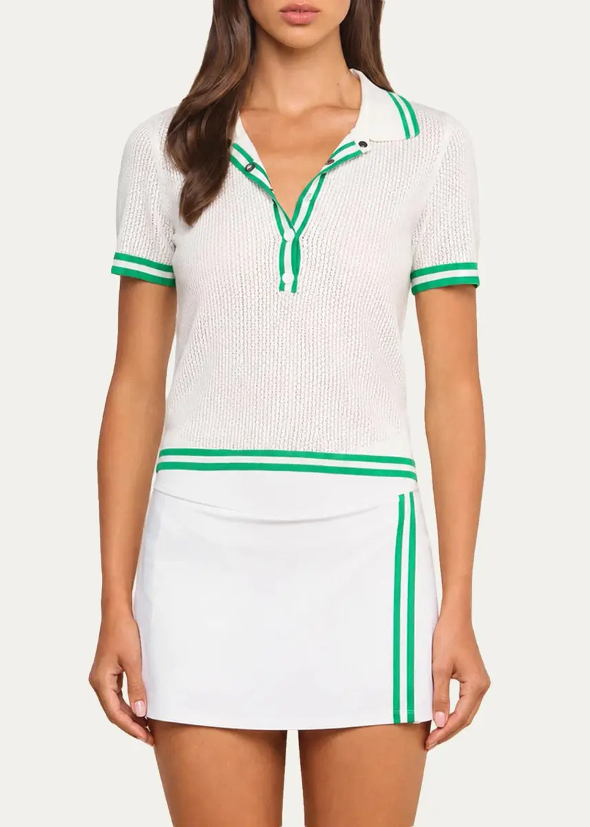 L'Agence Calvin Striped-Trim Polo Shirt | Thumbnail 4 L'Agence Calvin Striped-Trim Polo Shirt | Thumbnail 4