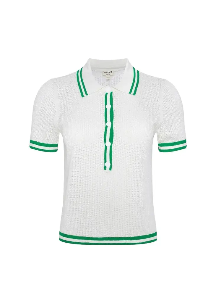 L'Agence Calvin Striped-Trim Polo Shirt