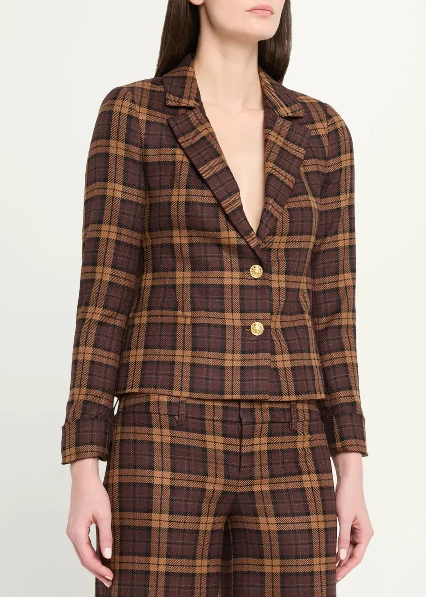 Alice + Olivia Macey Shrunken Plaid Blazer | Thumbnail 4 Alice + Olivia Macey Shrunken Plaid Blazer | Thumbnail 4