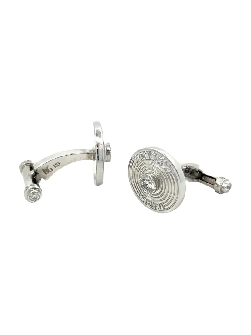 Lois Sasson Design Men's Platinum & Diamond Circular Cufflinks