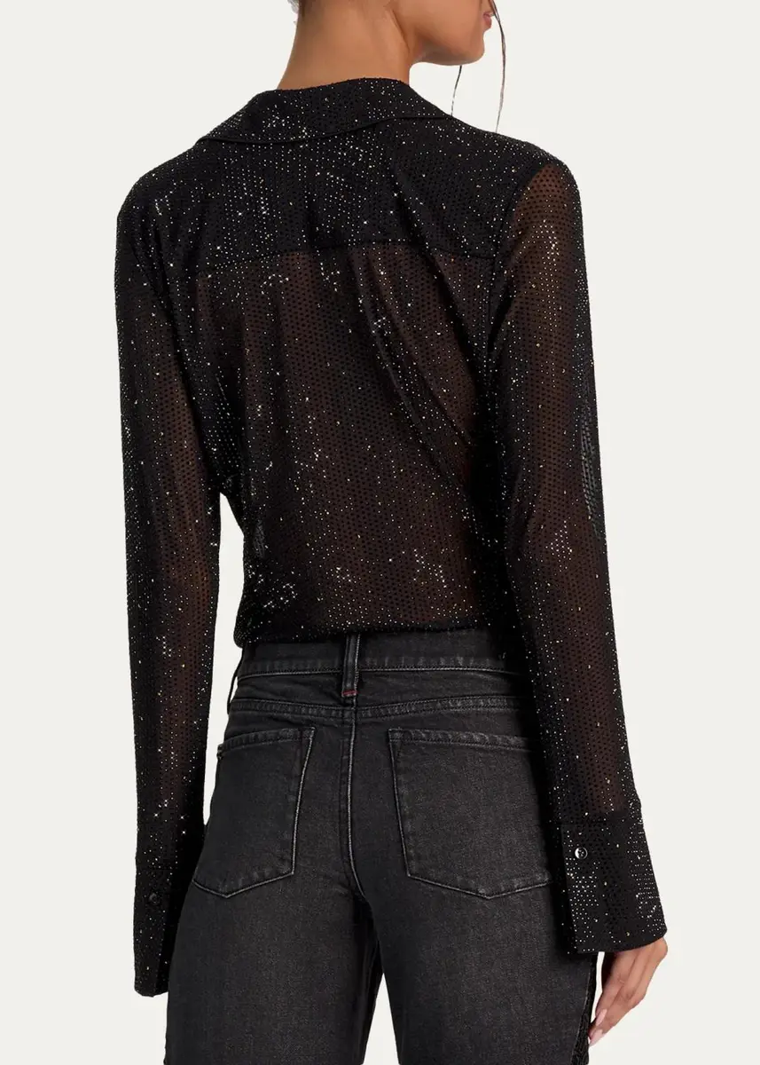 Alice + Olivia Freya Embellished Sheer Top | Thumbnail 3 Alice + Olivia Freya Embellished Sheer Top | Thumbnail 3