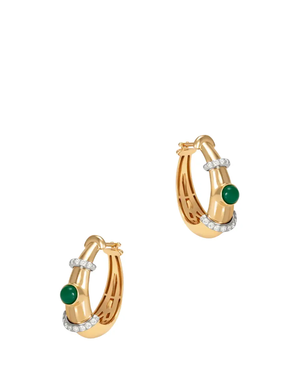 L’Atelier Nawbar 18K Buoy Round Earrings with Malachite and Diamonds | Thumbnail 2 L’Atelier Nawbar 18K Buoy Round Earrings with Malachite and Diamonds | Thumbnail 2