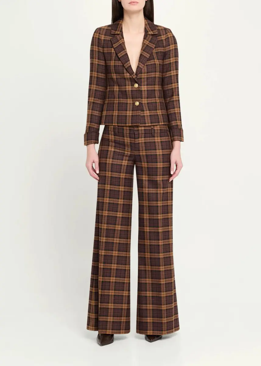 Alice + Olivia Olivia Plaid Low-Rise Wide-Leg Pants | Thumbnail 2 Alice + Olivia Olivia Plaid Low-Rise Wide-Leg Pants | Thumbnail 2