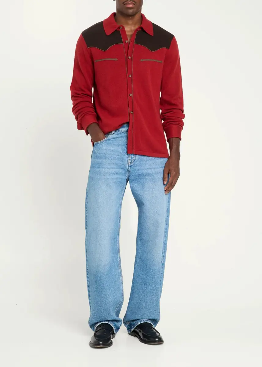 Guest In Residence Men's Colorblocked Cashmere Shirt | Thumbnail 2