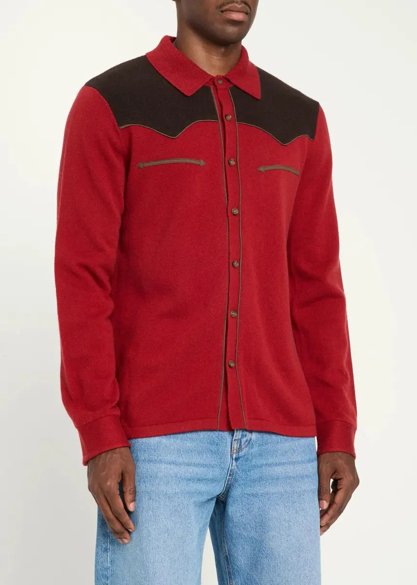 Guest In Residence Men's Colorblocked Cashmere Shirt | Thumbnail 4