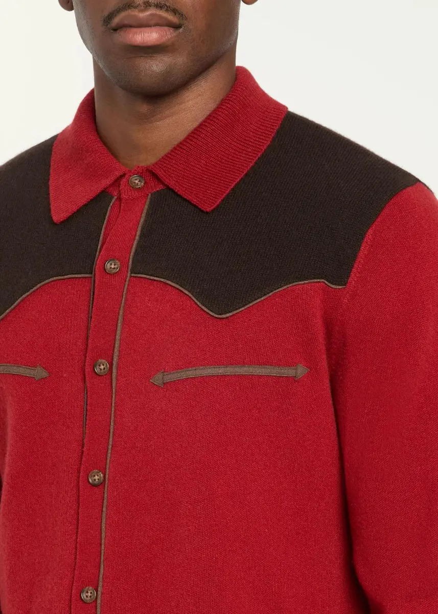 Guest In Residence Men's Colorblocked Cashmere Shirt | Thumbnail 5