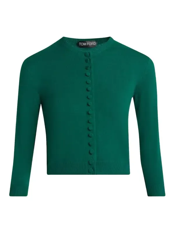 Cashmere Shrunken Crop Crewneck Cardigan