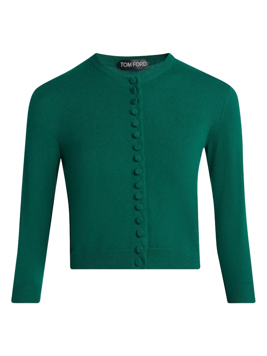Tom Ford Cashmere Shrunken Crop Crewneck Cardigan