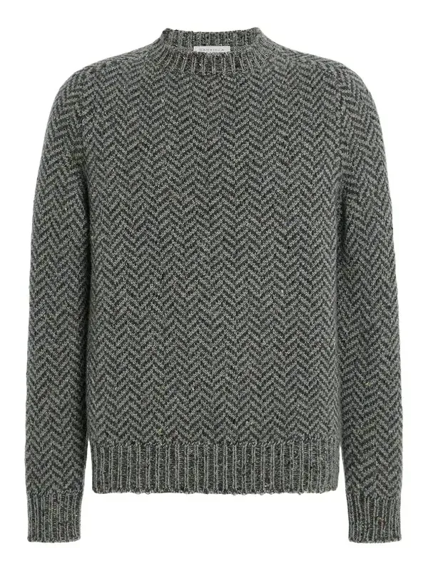 Men's Sermo Speckled Herringbone Cashmere Crewneck Sweater Men's Sermo Speckled Herringbone Cashmere Crewneck Sweater