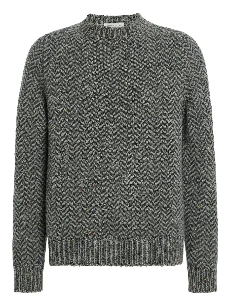 Men's Sermo Speckled Herringbone Cashmere Crewneck Sweater