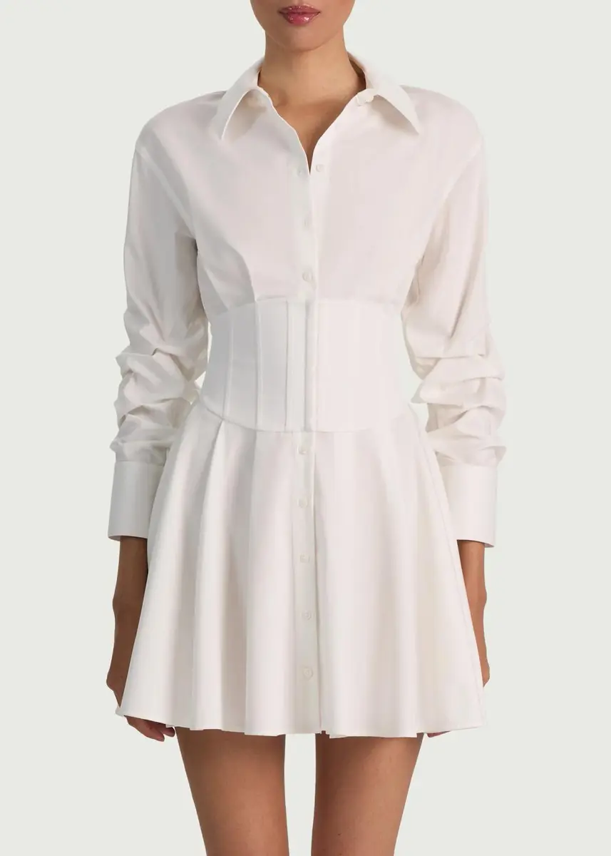 Alice + Olivia Edie Corset Button-Front Mini Dress | Thumbnail 4 Alice + Olivia Edie Corset Button-Front Mini Dress | Thumbnail 4