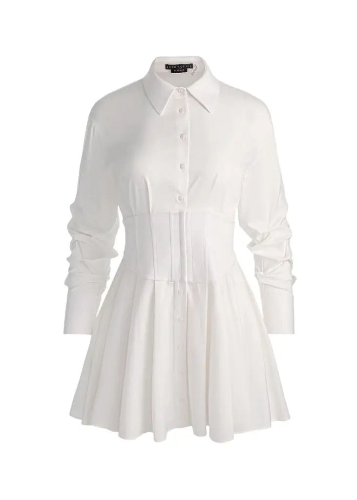 Alice + Olivia Edie Corset Button-Front Mini Dress