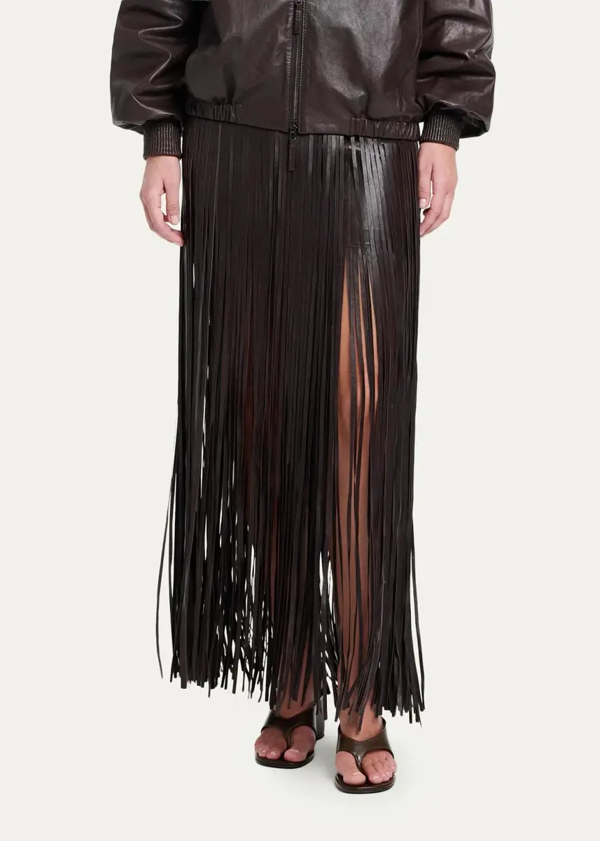 TWP Tangled Up Fringe Leather Skirt | Thumbnail 4 TWP Tangled Up Fringe Leather Skirt | Thumbnail 4
