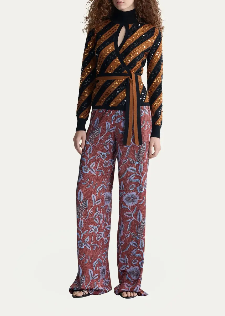 Diane von Furstenberg Jones Striped Paillette Wrap Top | Thumbnail 2 Diane von Furstenberg Jones Striped Paillette Wrap Top | Thumbnail 2