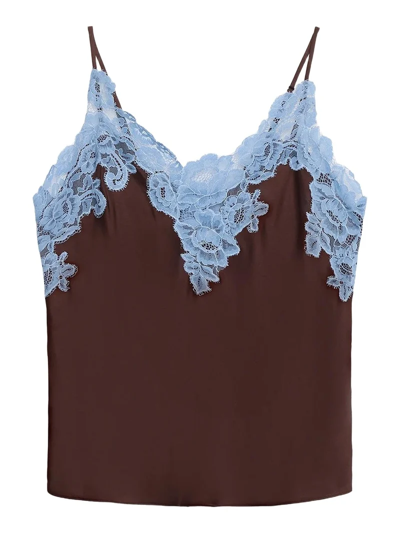 Hana Lace-Trim Satin Top