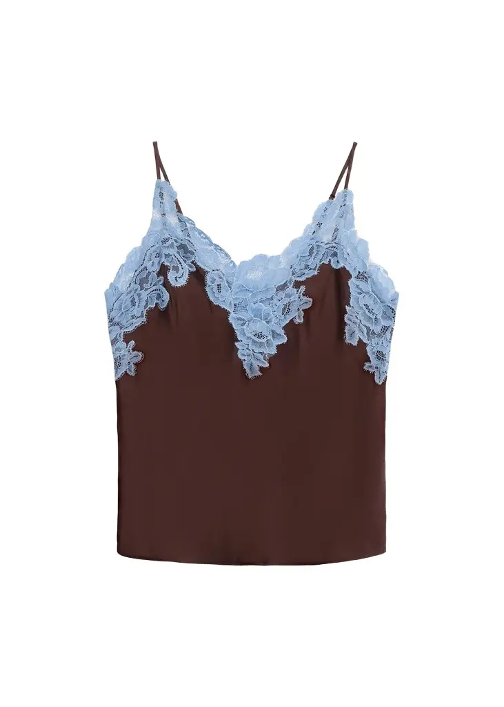 Hana Lace-Trim Satin Top Hana Lace-Trim Satin Top