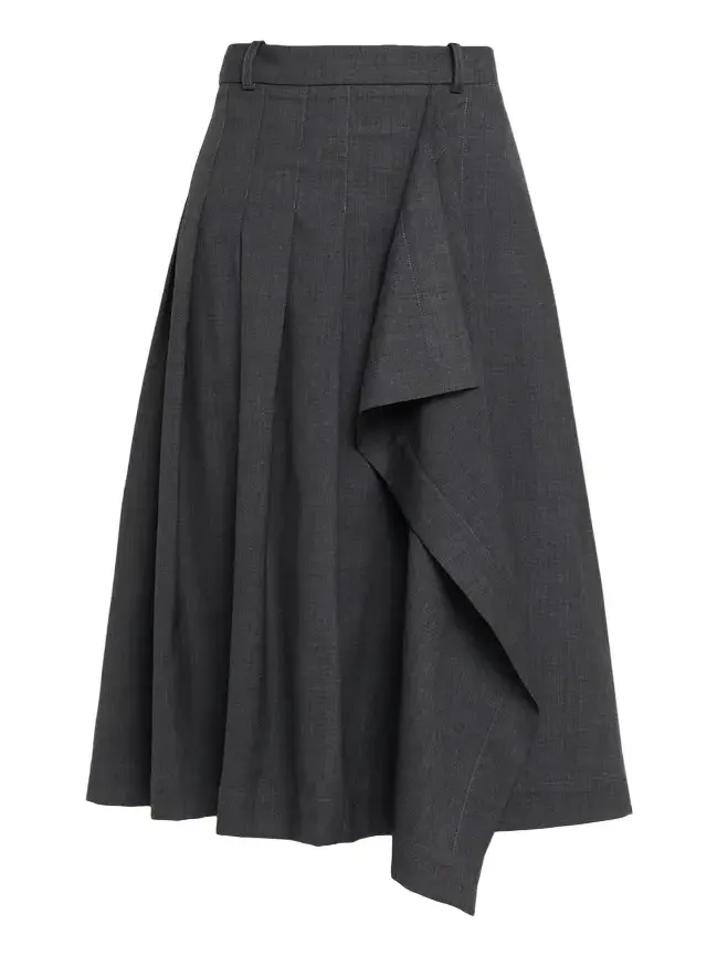 Pleated Asymmetric Wrap Skirt Pleated Asymmetric Wrap Skirt