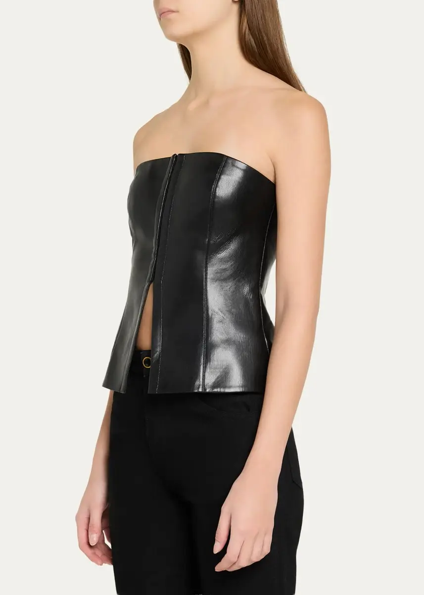 Alice + Olivia Pat Faux-Leather Bustier Top | Thumbnail 4 Alice + Olivia Pat Faux-Leather Bustier Top | Thumbnail 4