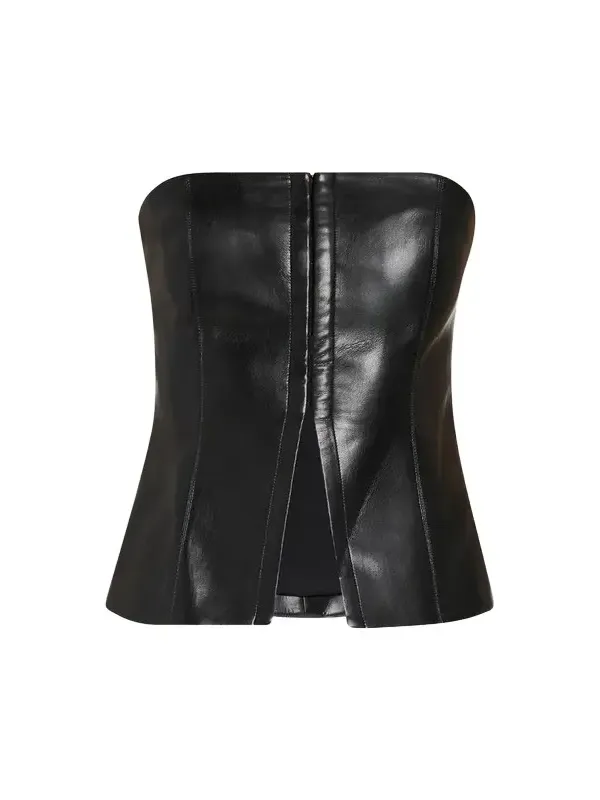 Pat Faux-Leather Bustier Top