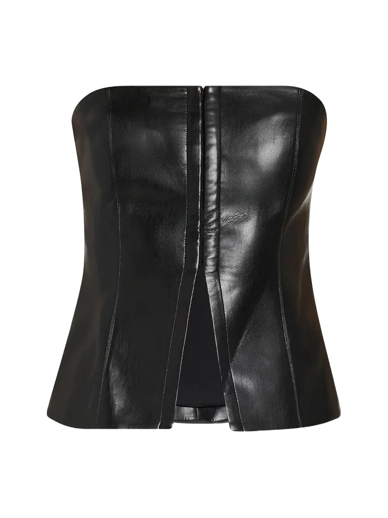 Pat Faux-Leather Bustier Top Pat Faux-Leather Bustier Top