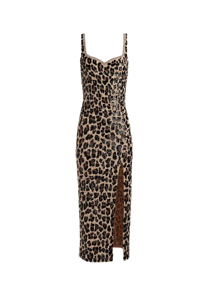 Alice + Olivia Eve Embellished Sweetheart Midi Gown