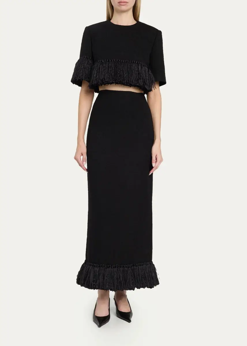 Heirlome Matilde Tassel Fringe Wool Column Skirt | Thumbnail 2 Heirlome Matilde Tassel Fringe Wool Column Skirt | Thumbnail 2