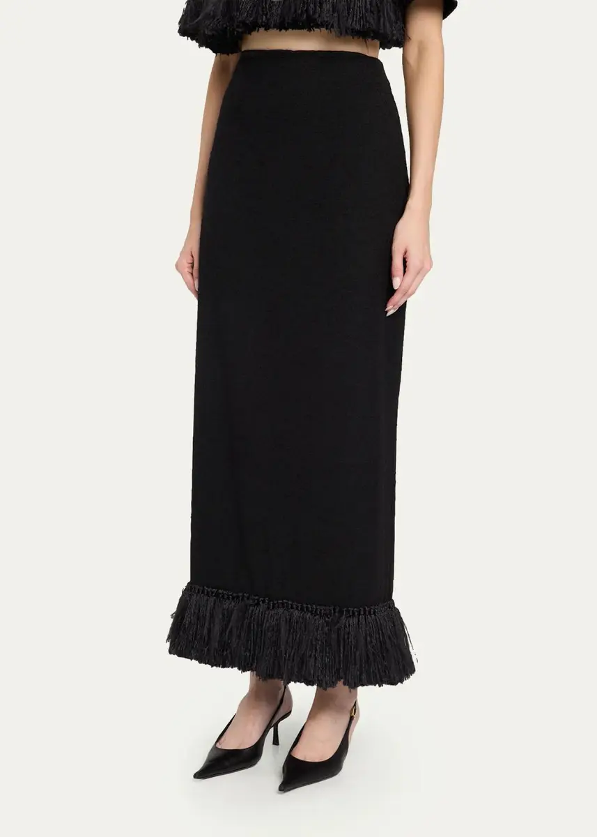 Heirlome Matilde Tassel Fringe Wool Column Skirt | Thumbnail 4 Heirlome Matilde Tassel Fringe Wool Column Skirt | Thumbnail 4