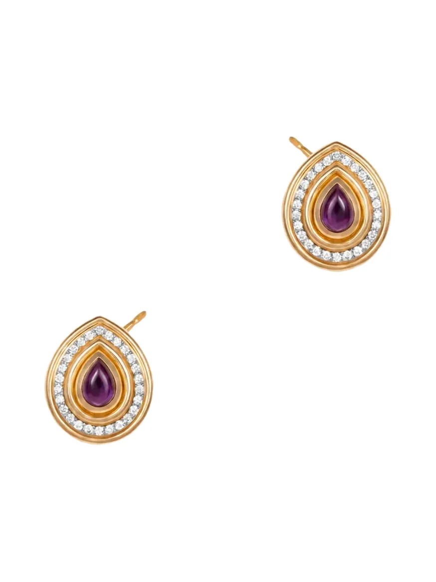 18K Mimmette Drop Earrings with Garnets and Diamonds 18K Mimmette Drop Earrings with Garnets and Diamonds