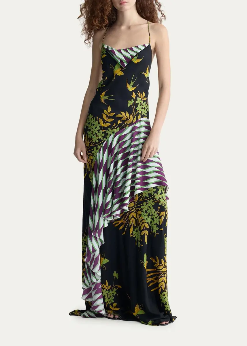 Diane von Furstenberg Veda Draped Mixed-Print Maxi Dress | Thumbnail 2 Diane von Furstenberg Veda Draped Mixed-Print Maxi Dress | Thumbnail 2
