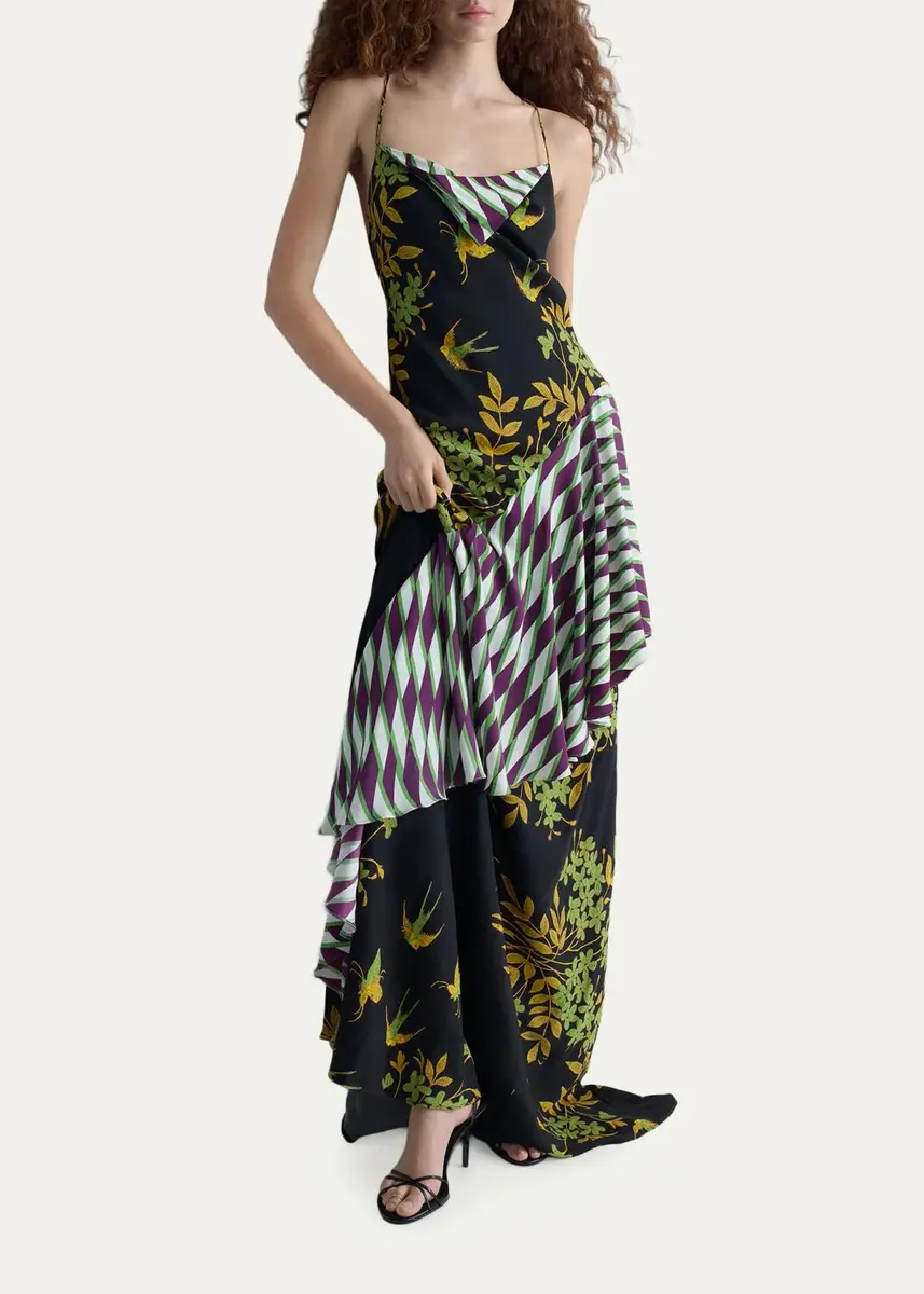 Diane von Furstenberg Veda Draped Mixed-Print Maxi Dress | Thumbnail 4 Diane von Furstenberg Veda Draped Mixed-Print Maxi Dress | Thumbnail 4