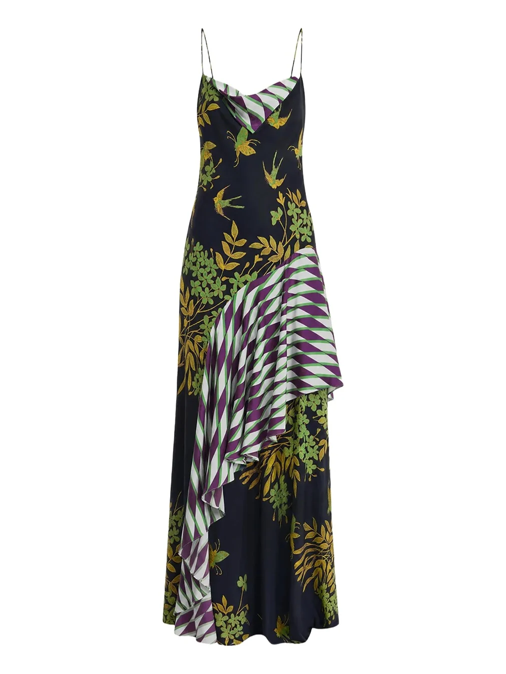 Veda Draped Mixed-Print Maxi Dress Veda Draped Mixed-Print Maxi Dress