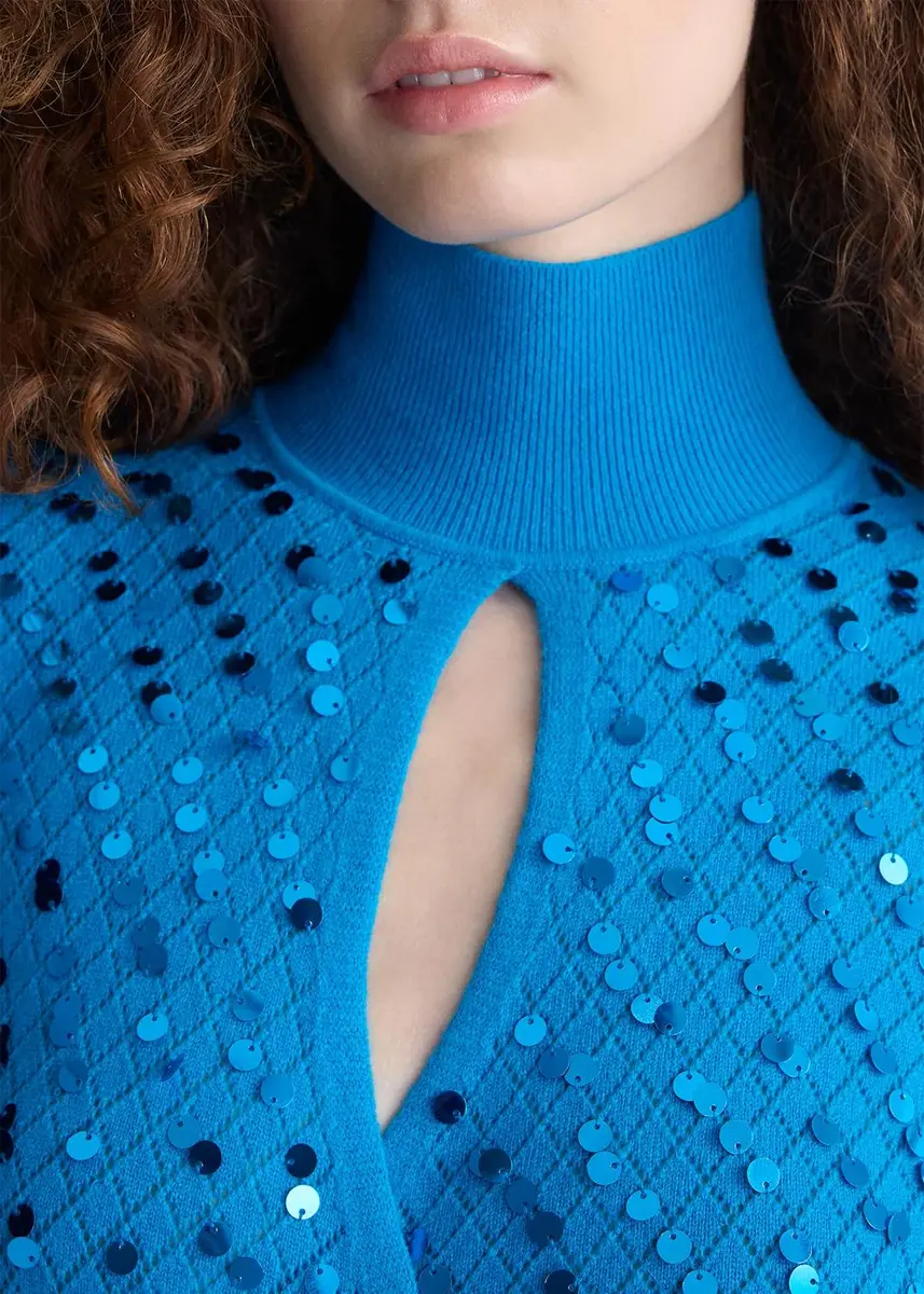 Diane von Furstenberg Fiona Paillette Pointelle Knit Maxi Wrap Dress | Thumbnail 4