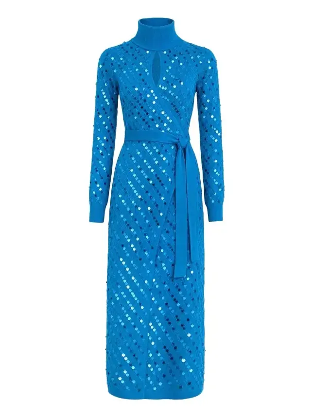 Fiona Paillette Pointelle Knit Maxi Wrap Dress Fiona Paillette Pointelle Knit Maxi Wrap Dress