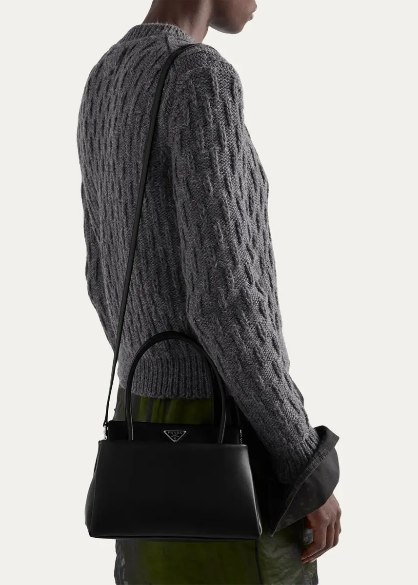 Prada Passage Small Leather & Re-Nylon Top-Handle Bag | Thumbnail 2 Prada Passage Small Leather & Re-Nylon Top-Handle Bag | Thumbnail 2