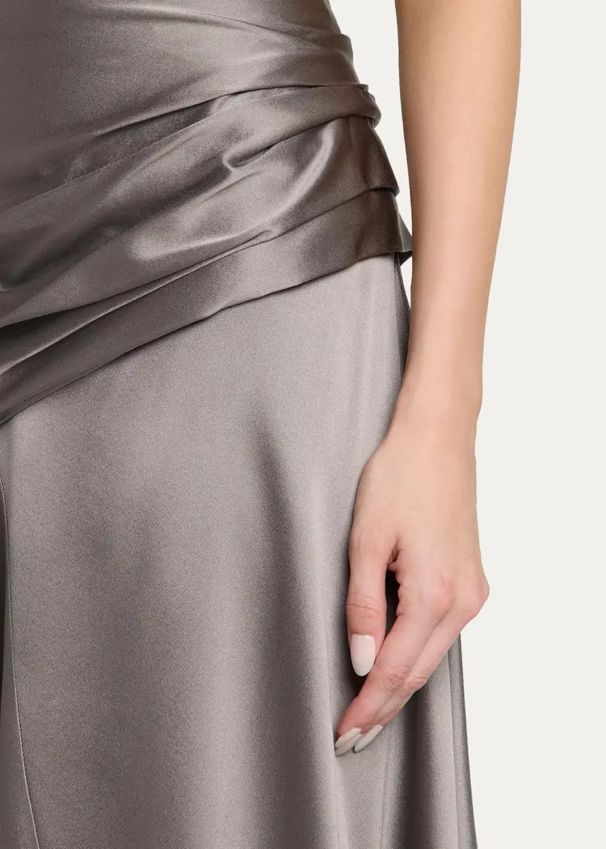 Heirlome Yvonne Pleat Draped Crepe Back Satin Maxi Skirt | Thumbnail 5