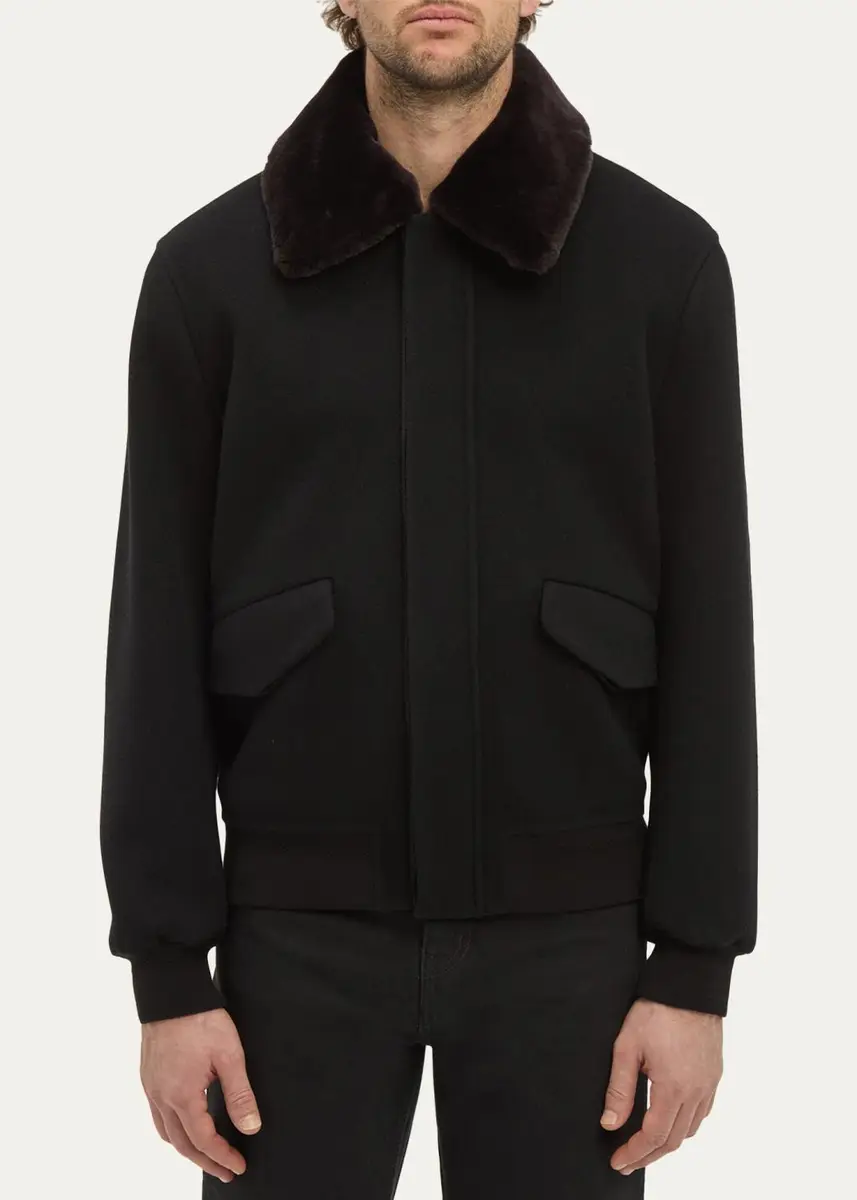 Gabriela Hearst James Faux-Fur Collar Cashmere Bomber Jacket | Thumbnail 2 Gabriela Hearst James Faux-Fur Collar Cashmere Bomber Jacket | Thumbnail 2