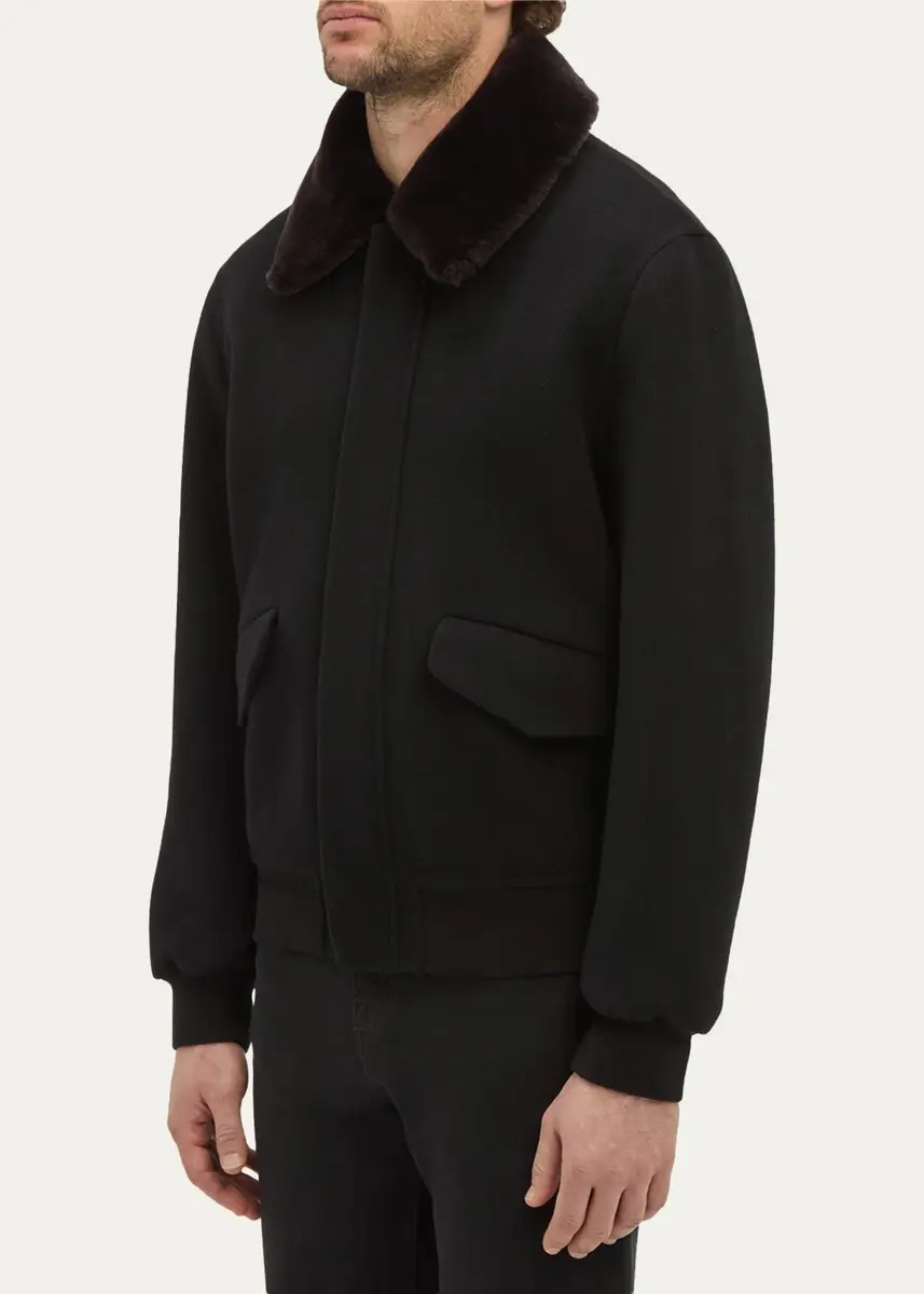 Gabriela Hearst James Faux-Fur Collar Cashmere Bomber Jacket | Thumbnail 4 Gabriela Hearst James Faux-Fur Collar Cashmere Bomber Jacket | Thumbnail 4