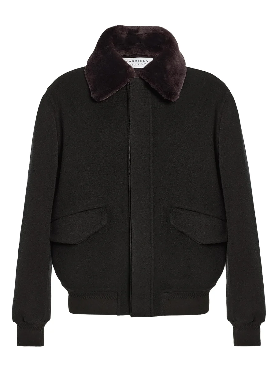 Gabriela Hearst James Faux-Fur Collar Cashmere Bomber Jacket