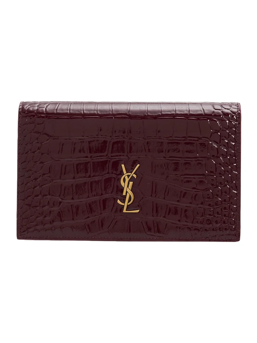 Saint Laurent YSL Croc-Embossed Leather Crossbody Bag