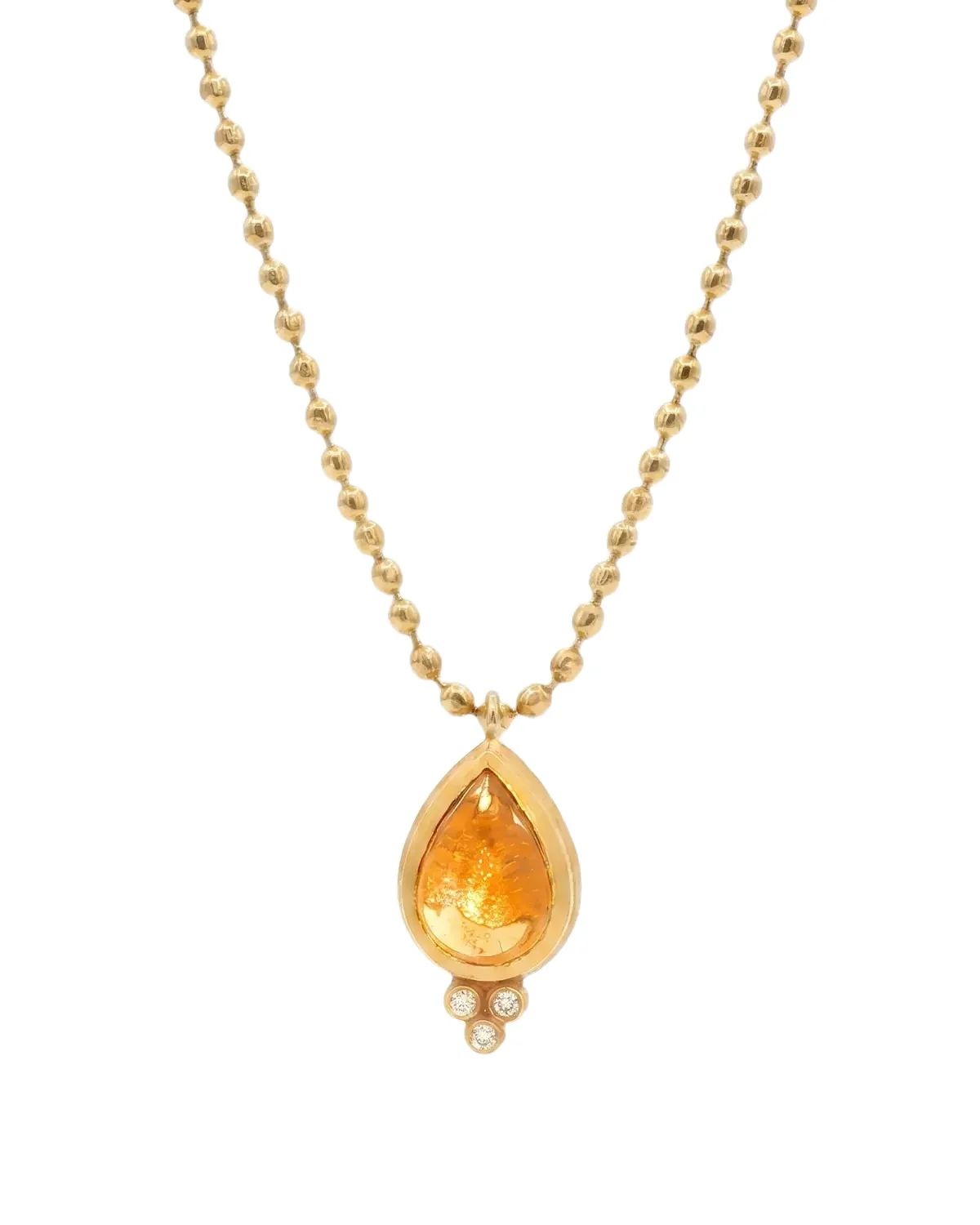 18K Citrine Pear Armour Necklace with Diamonds
