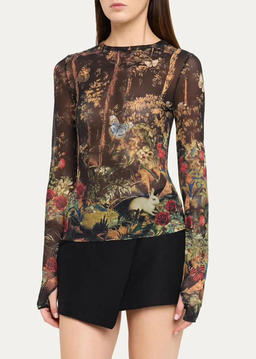 Alice + Olivia Delaina Printed Long-Sleeve Top | Thumbnail 4 Alice + Olivia Delaina Printed Long-Sleeve Top | Thumbnail 4