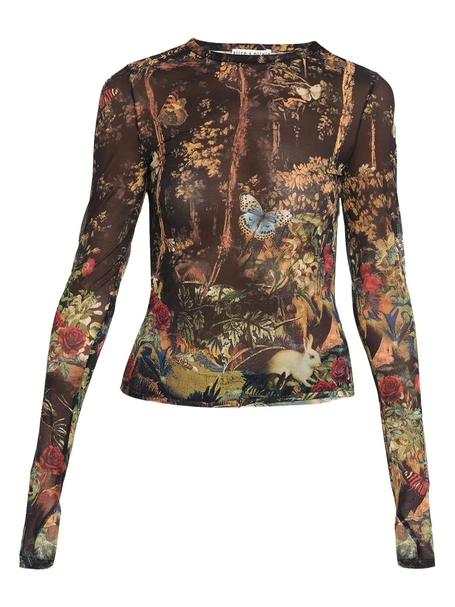 Delaina Printed Long-Sleeve Top