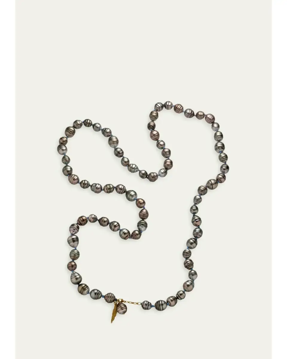 Lene Vibe 18K Gold Pearl Feather Necklace with Diamond | Thumbnail 2