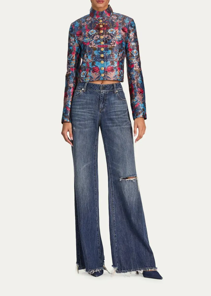 Alice + Olivia Alana Floral Brocade Cropped Jacket | Thumbnail 2 Alice + Olivia Alana Floral Brocade Cropped Jacket | Thumbnail 2