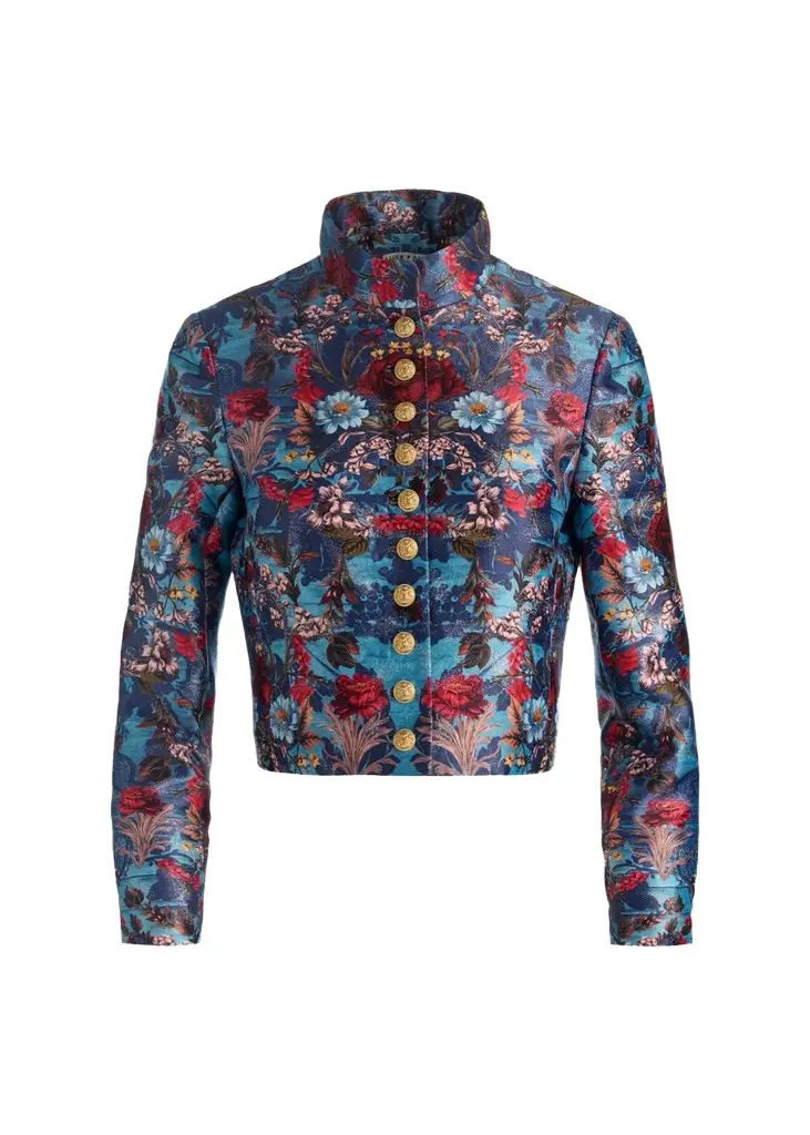 Alice + Olivia Alana Floral Brocade Cropped Jacket