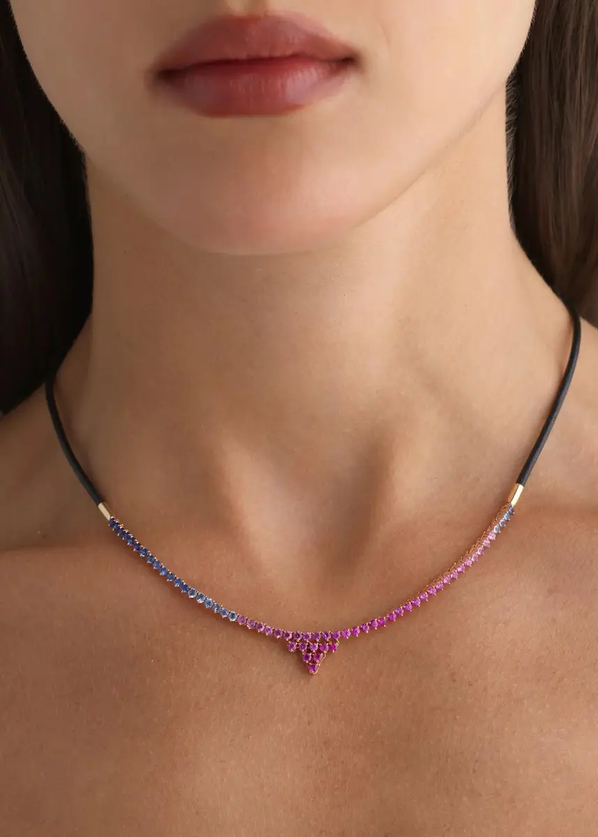 Emily P. Wheeler 18K Yellow Gold, Leather & Sapphire Adjustable Necklace | Thumbnail 2 Emily P. Wheeler 18K Yellow Gold, Leather & Sapphire Adjustable Necklace | Thumbnail 2