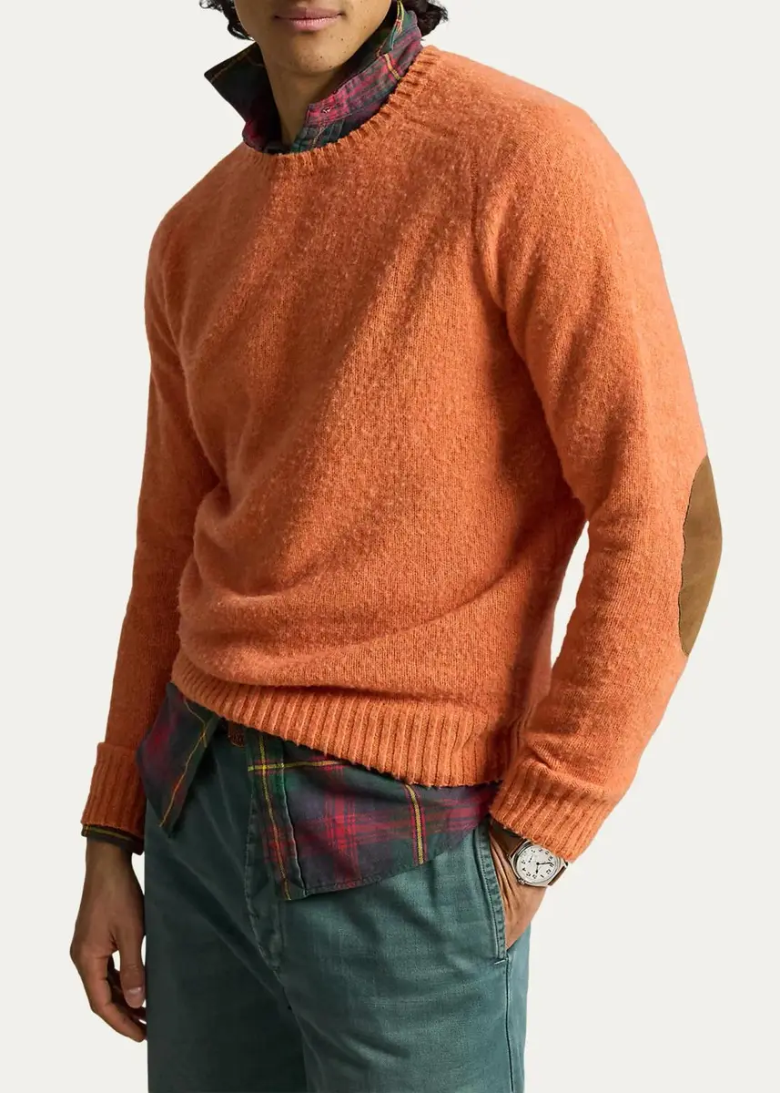 Polo Ralph Lauren Men's Suede-Patch Wool-Cashmere Sweater | Thumbnail 14