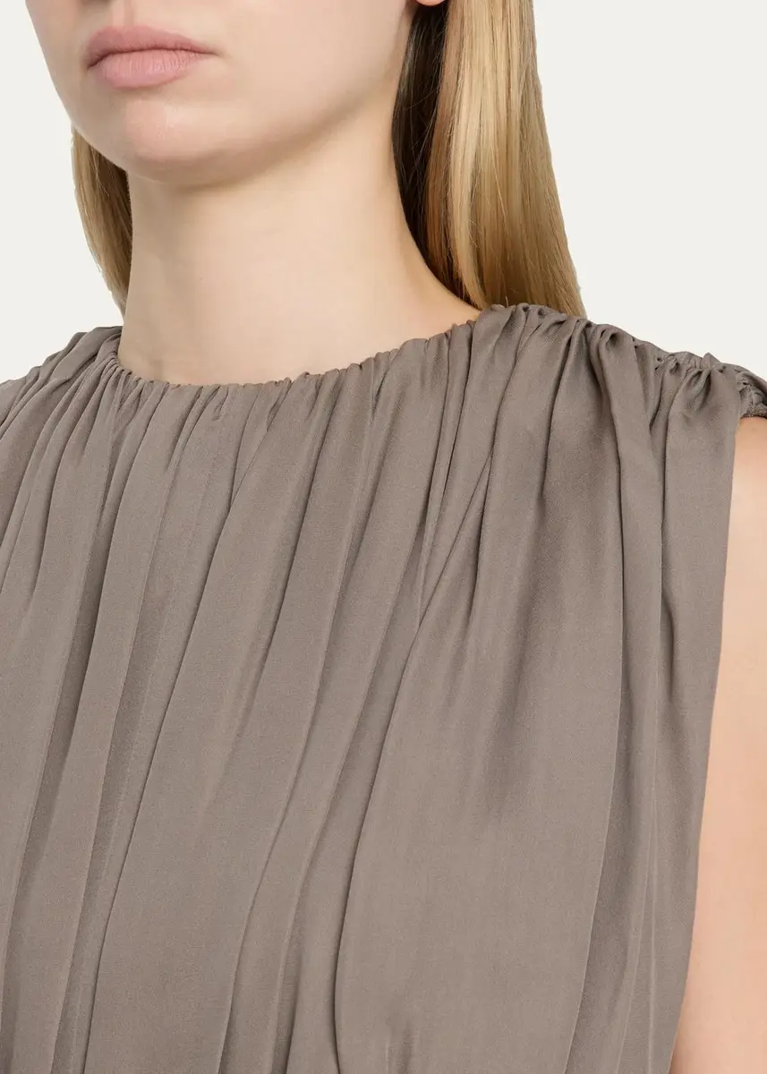 Heirlome Penny Shirred Silk Double-Georgette Bubble Crop Top | Thumbnail 5