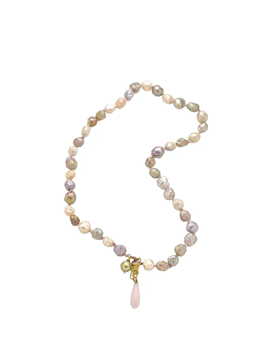 Lene Vibe 18K Gold Octopus Pearl Necklace with Pink Opal, Sapphire and Diamonds | Thumbnail 2 Lene Vibe 18K Gold Octopus Pearl Necklace with Pink Opal, Sapphire and Diamonds | Thumbnail 2